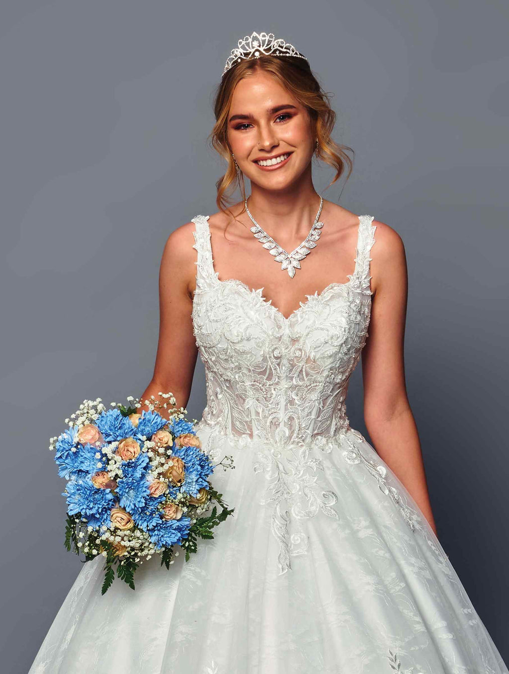 DeKlaire Bridal 489 Wedding Dress V-Neck A-Line Ball Gown