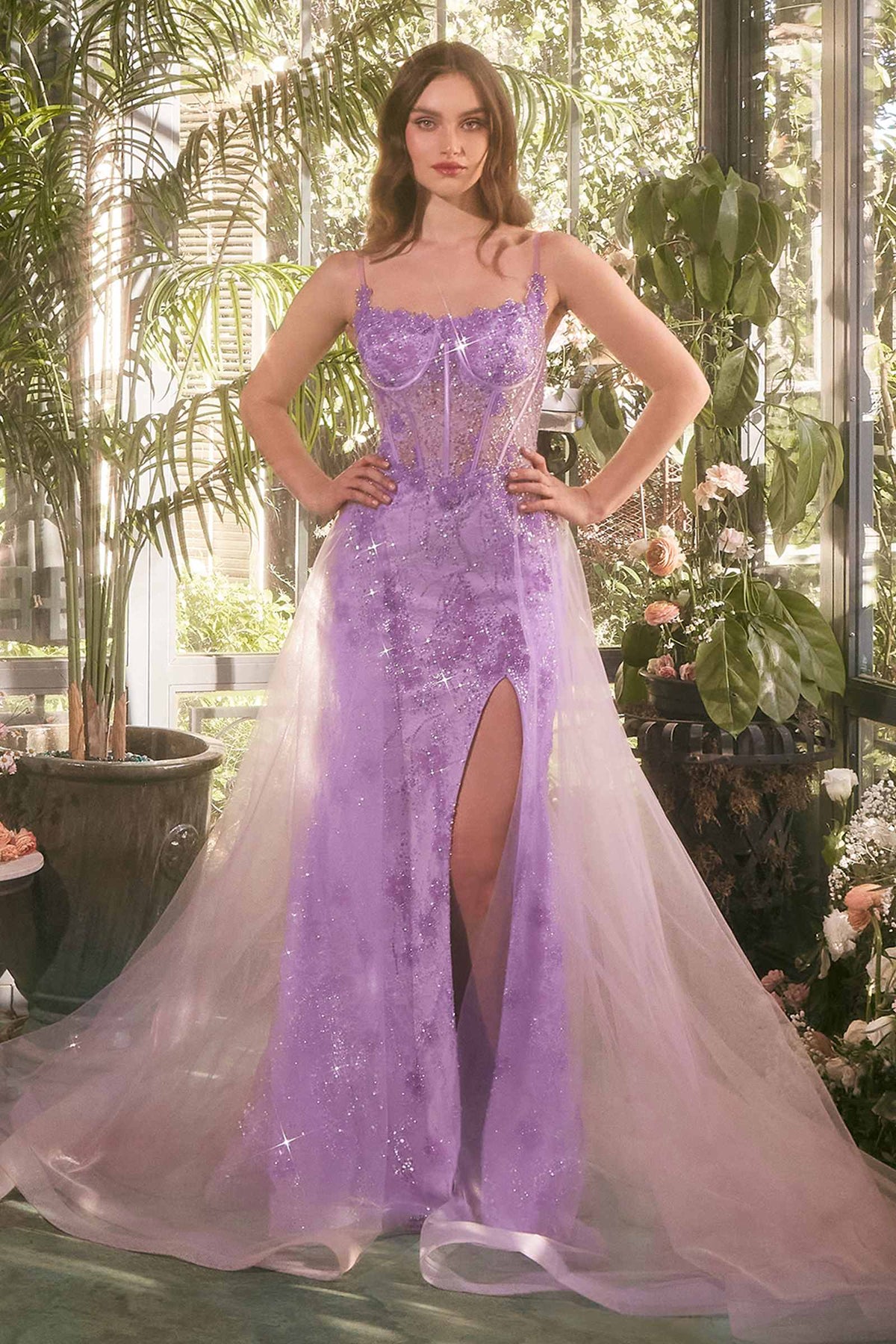 CLEARANCE - Andrea & Leo A1382 Tulle Daisy Overskirt Prom Gown (Size 6)