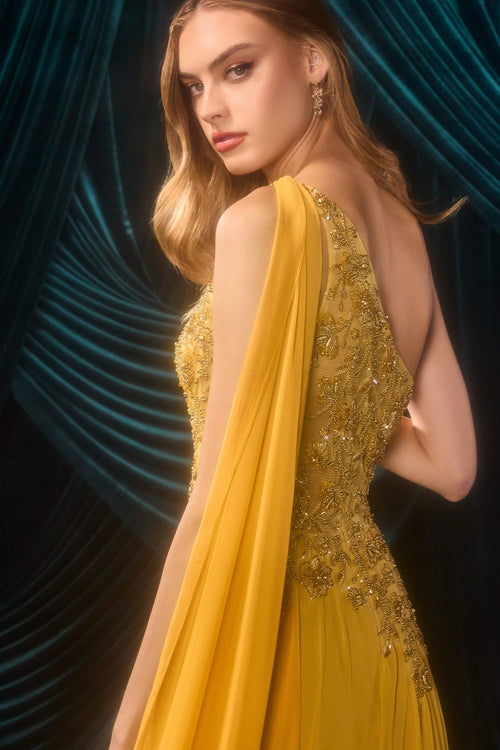 Andrea & Leo A1495 One Shoulder Chiffon A-Line Formal Prom Dress