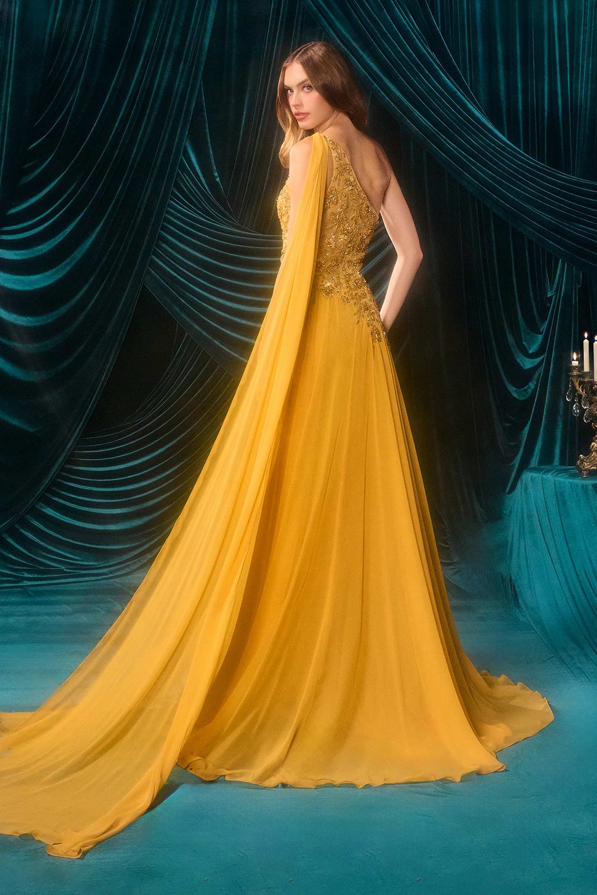 Andrea & Leo A1495 One Shoulder Chiffon A-Line Formal Prom Dress