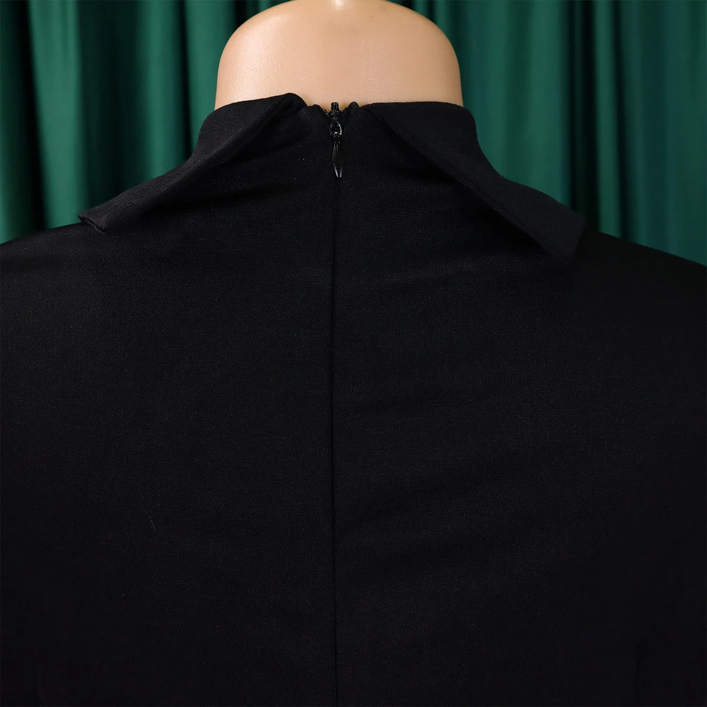 Modest African-Style Church Dress – Pleated A-Line, Short Sleeve