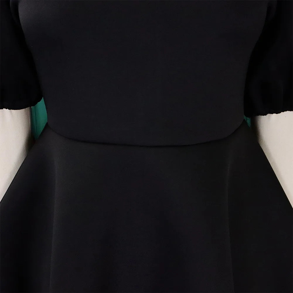 O-Neck Pleated Party Dress – Short Sleeve High-Waisted Mid-Calf Birthday Dinner Dress