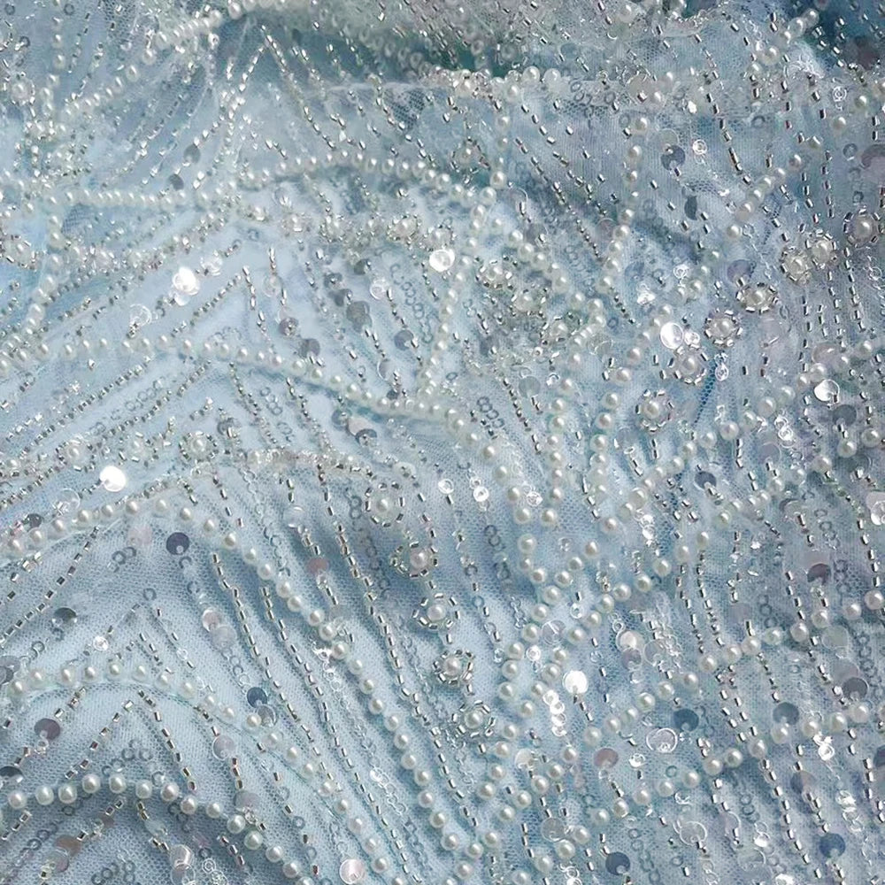 Long Sleeve Mermaid Wedding Evening Gown – Sequined with Detachable Train