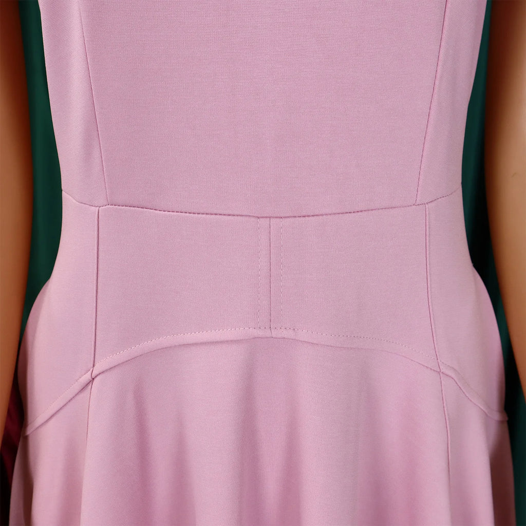 Modest African-Style Church Dress – Pleated A-Line, Short Sleeve