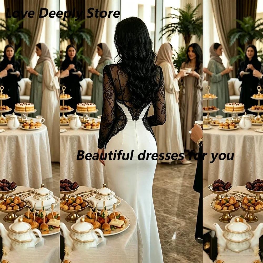Lace High-Neck Mermaid Evening Gown – Long Sleeve Illusion Prom Dress