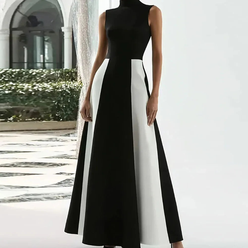 High-Neck Sleeveless Evening Gown – A-Line Ankle-Length Formal Party Dress