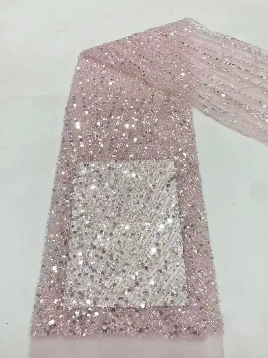 Long Sleeve Mermaid Wedding Evening Gown – Sequined with Detachable Train