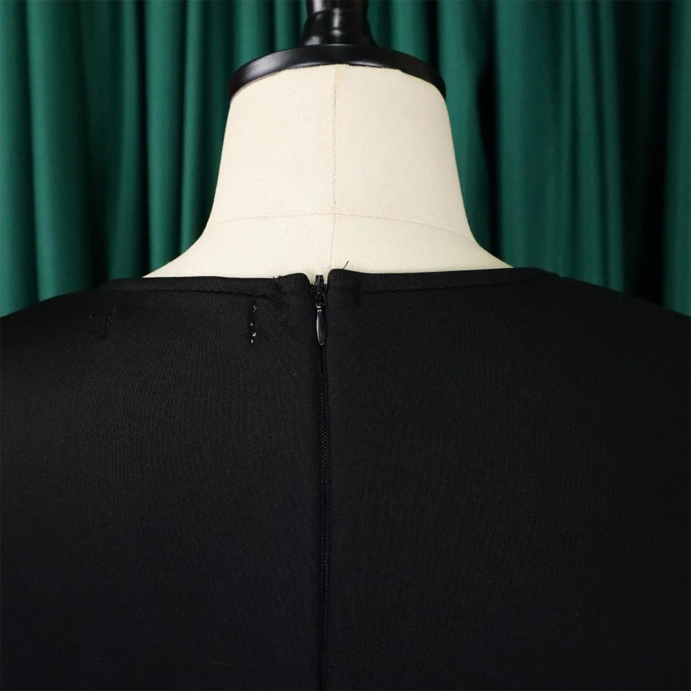 O-Neck Pleated Party Dress – Short Sleeve High-Waisted Mid-Calf Birthday Dinner Dress