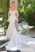 Andrea & Leo WL065 Mermaid Bridal Gown Removable Sheer Lace Sleeves