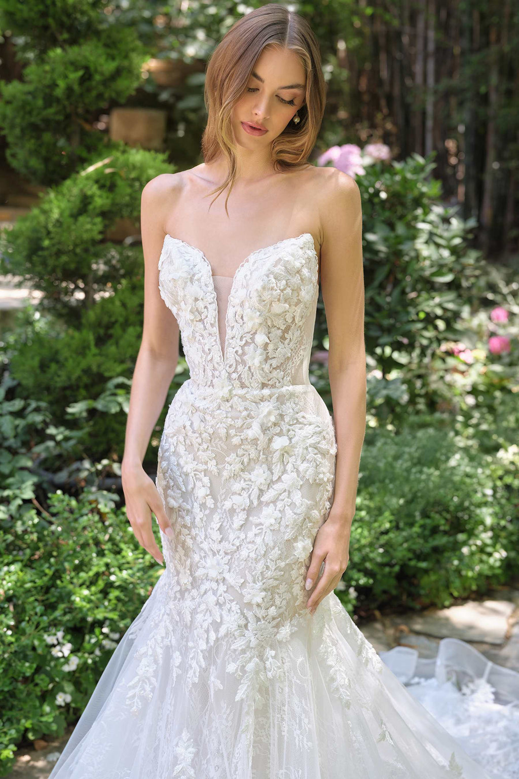 Andrea & Leo WL088 Fitted Mermaid Bridal Gown Strapless Layered Tulle